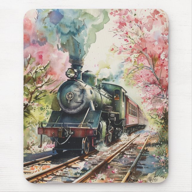 A Train in Springtime Mouse Mat (Front)
