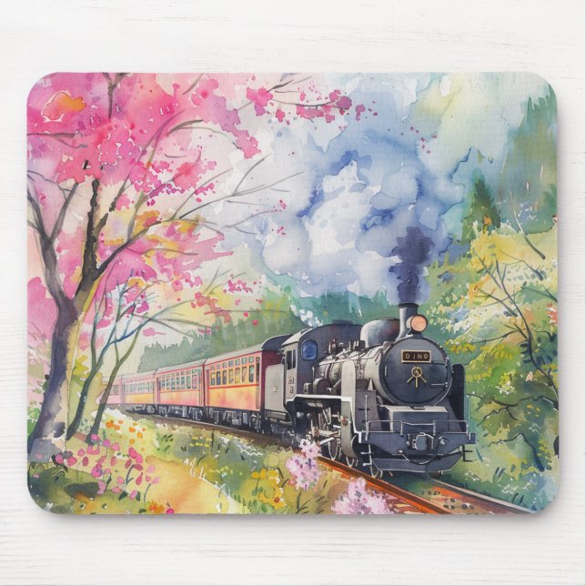 A Train in Springtime Mouse Mat (Front)