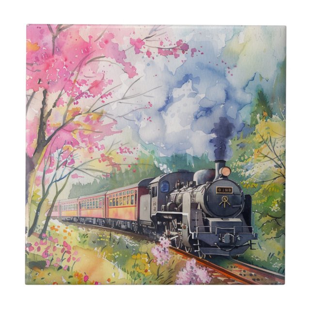 A Train in Springtime Tile (Front)