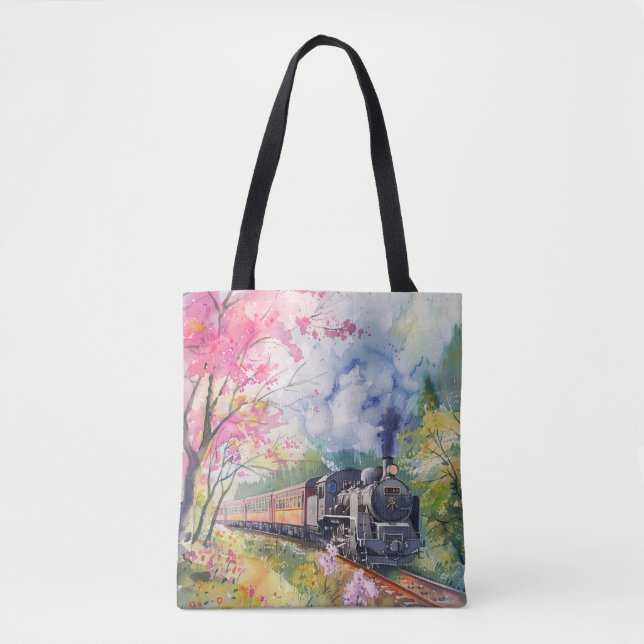 A Train in Springtime Tote Bag (Front)
