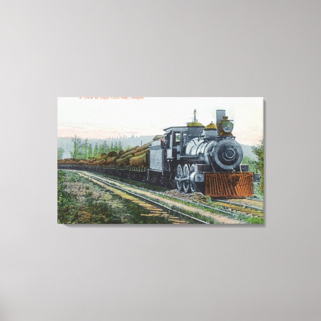 A Train of LogsCoos Bay, OR Canvas Print (Front)