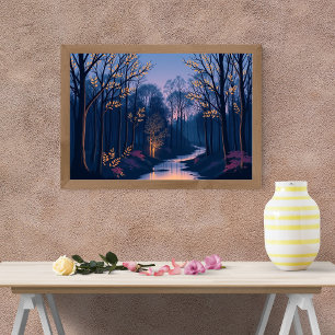 A Tranquil Dusk in the Enchanted Forest Poster