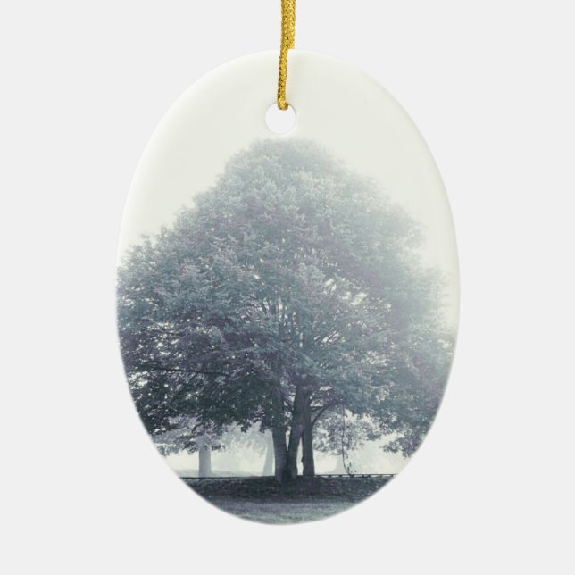 A Tree in Fog Ceramic Tree Decoration (Front)