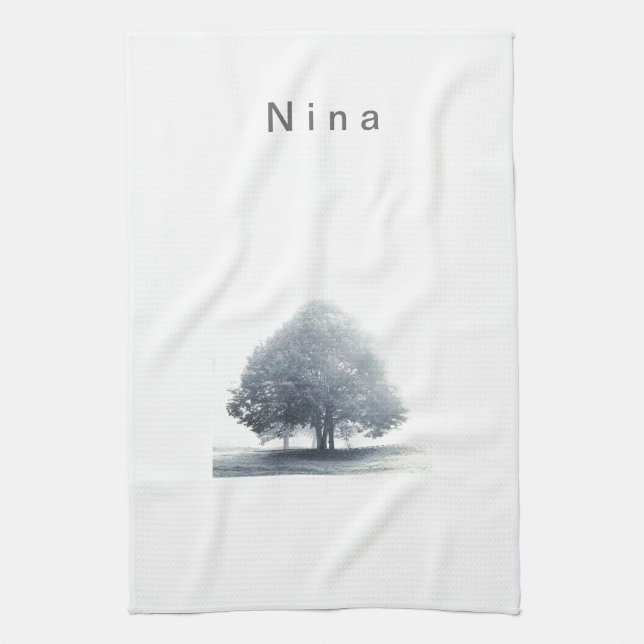 A Tree in Fog Tea Towel (Vertical)
