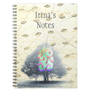 A Tree in Fog with eyes on background Notebook