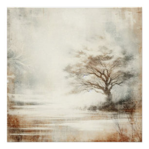 A Tree In The Mist Old Photo Graphic Design Poster
