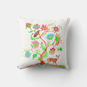A Tree of Life, a Bird, and a Fawn Cushion