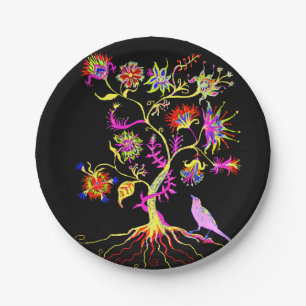 A tree of life and a bird paper plate