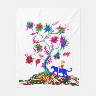 A tree of life and a girl fleece blanket