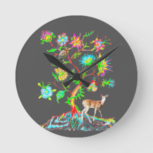 A tree of life and fauna round clock