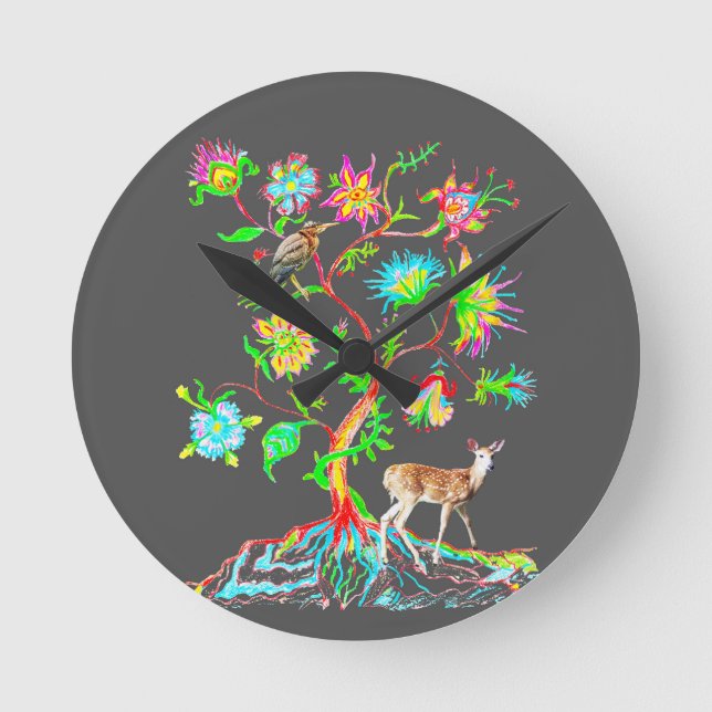 A tree of life and fauna round clock (Front)