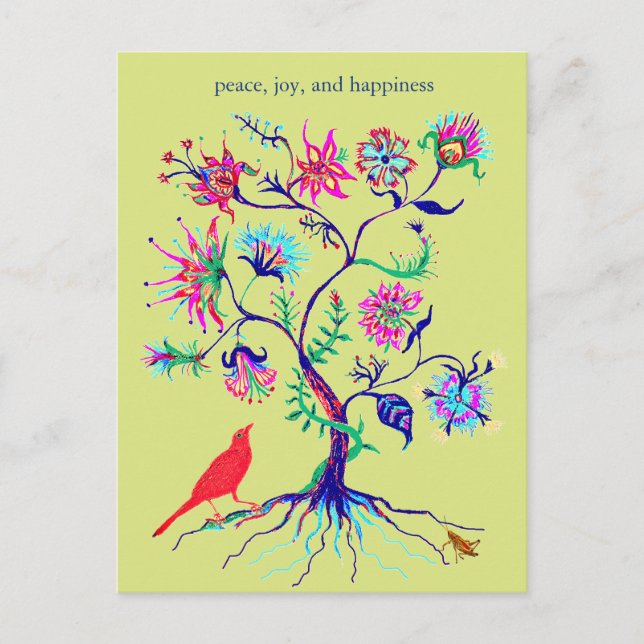 A tree of life holiday postcard (Front)