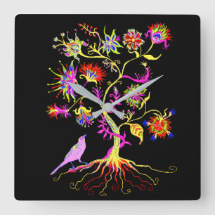 A tree of life square wall clock