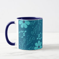 A Trendy Cyan Colour Flowers Design