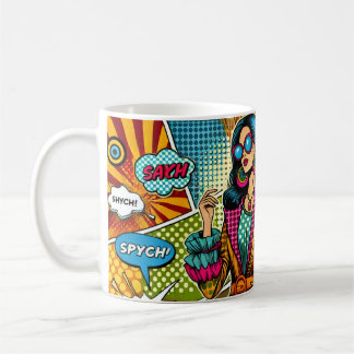A trendy illustration in retro pop art style coffee mug