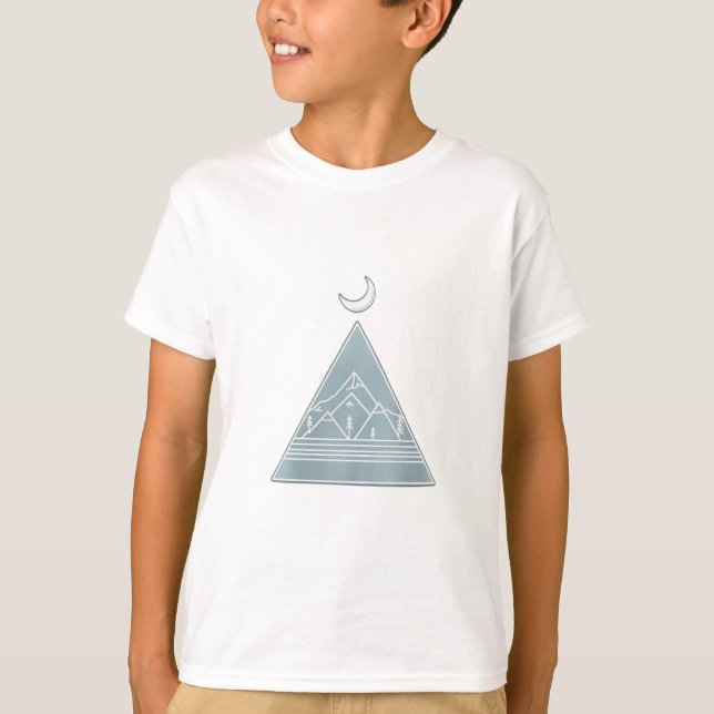 A triangle with a mountain and moon inside T-Shirt (Front)