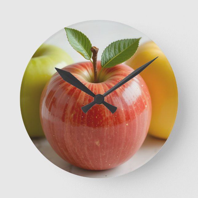 A Trio of Apples Round Clock (Front)