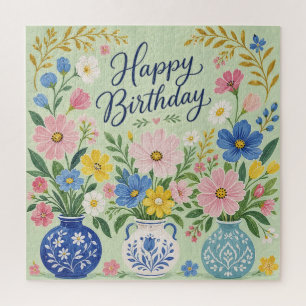 A Trio of Birthday Blooms Jigsaw Puzzle