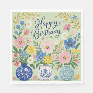 A Trio of Birthday Blooms Napkin