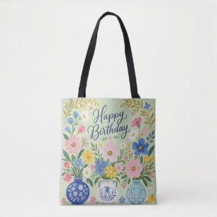 A Trio of Birthday Blooms Tote Bag