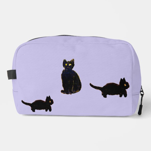 A trio of Cute Black Cats Dopp Kit (Front)
