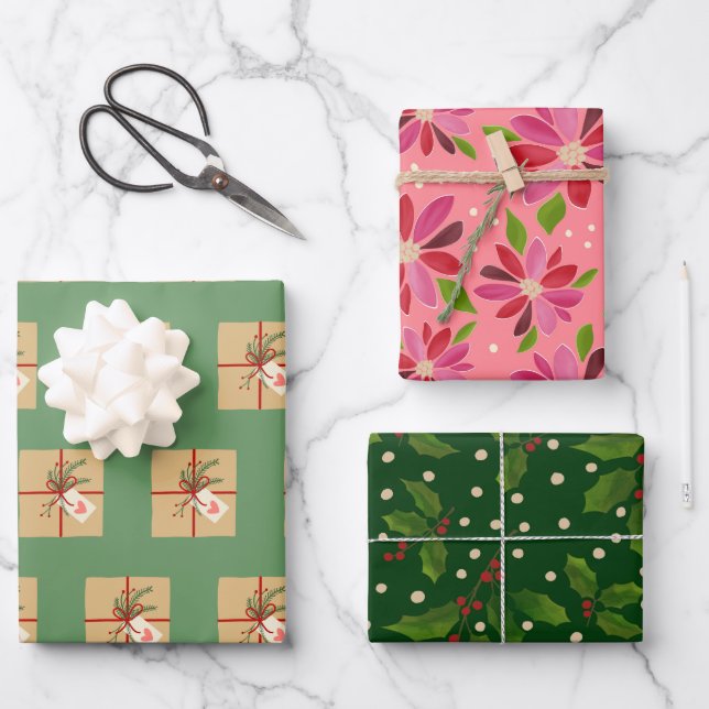 A trio of Holiday gift wrap (Front)