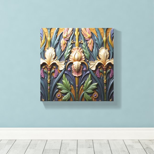 A Trio of Irises Canvas Print (Insitu(Wood Floor))