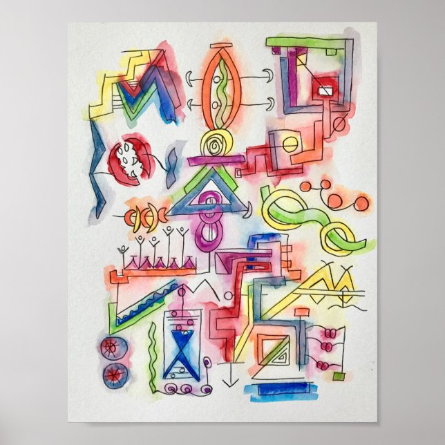 A Trip To The Mailbox-Whimsical Abstract Art Poster (Front)