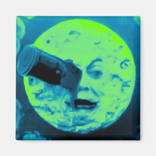 A Trip to the Moon (Aqua Marine Retro Sci Fi) Magnet
