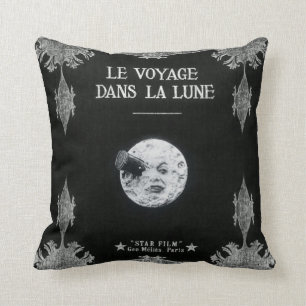 A Trip to the Moon or Le Voyage dans la Lune Retro Cushion