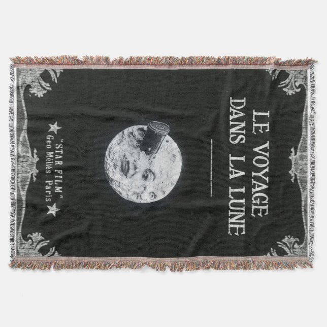 A Trip to the Moon Retro Movie Poster French Throw Blanket (Front)
