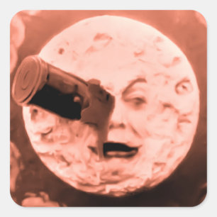 A Trip to the Moon (Sepia Rose) Square Sticker