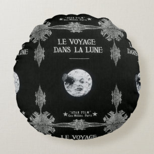 A Trip to the Moon Vintage Cinema Georges Melies Round Cushion
