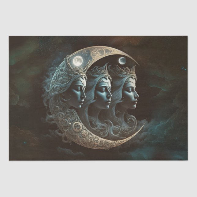 A Triple Goddess Moon Decoupage Tissue Paper (Front)