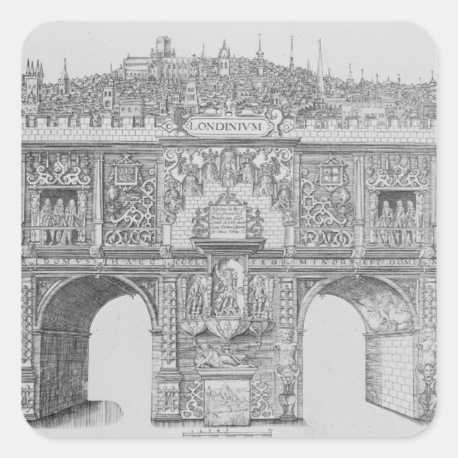 A Triumphal Arch, engraved by William Kip, 1604 Square Sticker (Front)