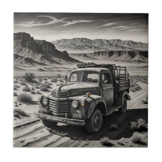 A truck in a desert tile