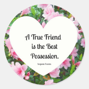 A true friend is the best possession. classic round sticker