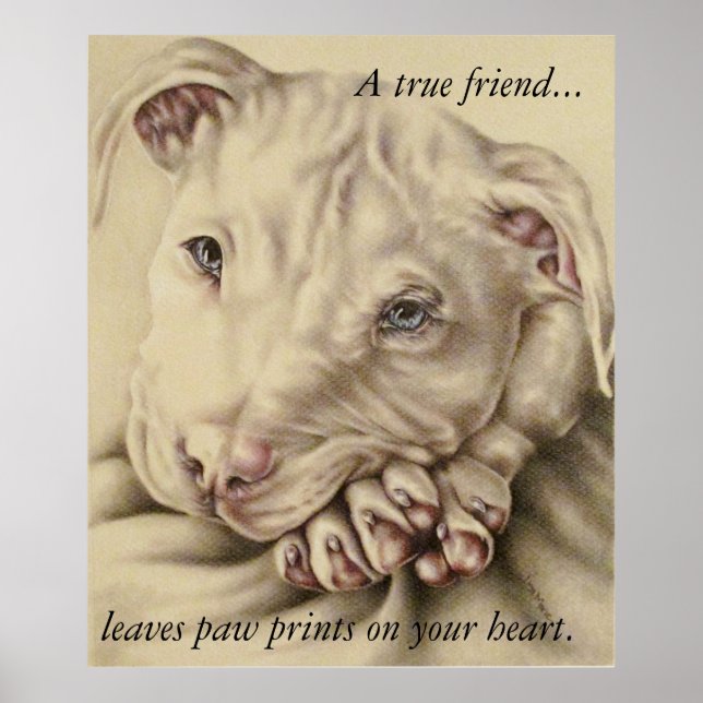 A True Friend Leaves Paw Prints: Pit Bull Poster (Front)