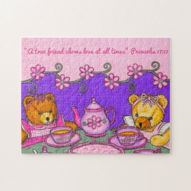 A True Friend-Love at all times~Bears Tea Party Jigsaw Puzzle (Horizontal)