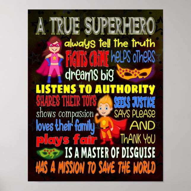 A True Superhero Fun Motivational - 11x14 Poster (Front)