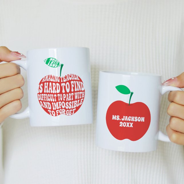 A Truly Amazing Teacher Apple Typography Coffee Mug (Creator Uploaded)