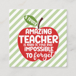 A Truly Amazing Teacher Is Hard To Find Apple Favo Square Business Card
