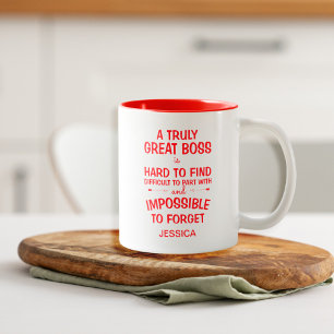 A Truly Great Boss Personalised Red Two-Tone Coffee Mug