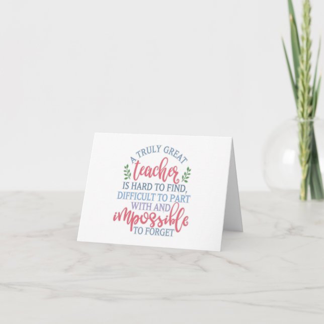 A Truly Great Teacher Funny Saying Thank You Card (Front)