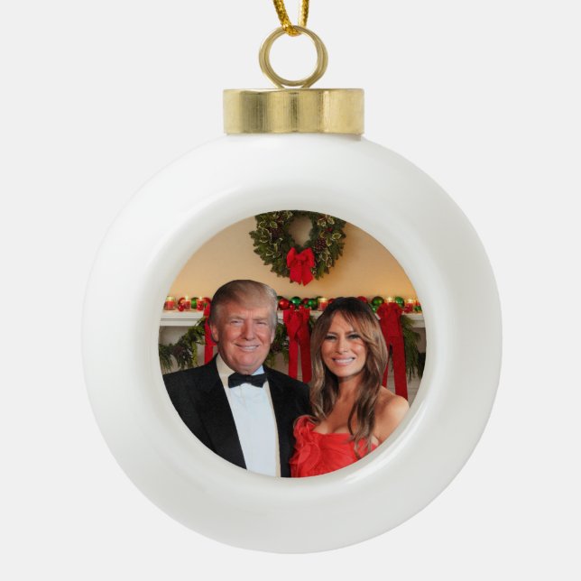 A Trump Christmas: Donald and Melania Ceramic Ball Christmas Ornament (Front)