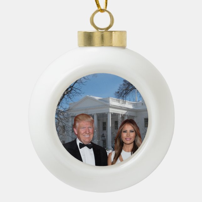 A Trump Christmas: Donald and Melania Ceramic Ball Christmas Ornament (Front)