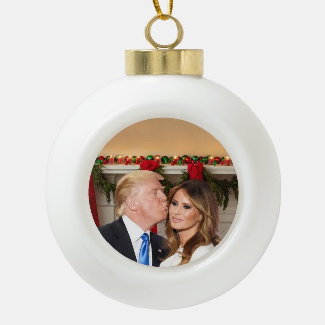 A Trump Christmas: Donald and Melania Ceramic Ball Christmas Ornament (Front)