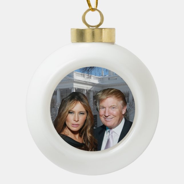 A Trump Christmas: Donald and Melania Ceramic Ball Christmas Ornament (Front)