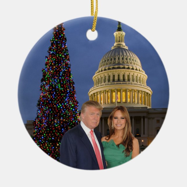 A Trump Christmas: Donald and Melania Ceramic Tree Decoration (Front)