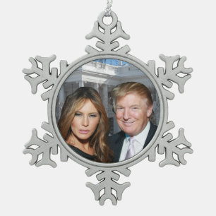 A Trump Christmas: Donald and Melania Snowflake Pewter Christmas Ornament